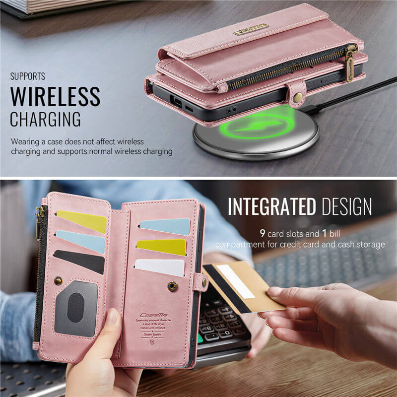 CaseMe Samsung Galaxy S23 FE Wallet Case – RFID Blocking, 9 Card Slots, Crossbody Strap & Wireless Charging