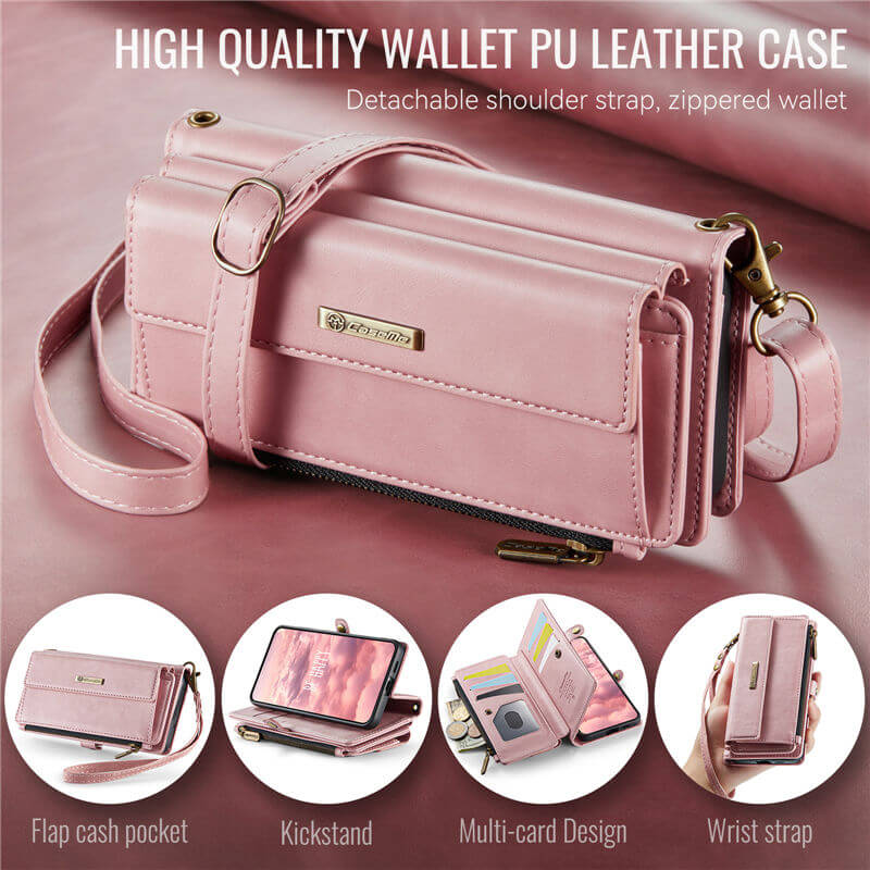 CaseMe Samsung Galaxy S23 FE Wallet Case – RFID Blocking, 9 Card Slots, Crossbody Strap & Wireless Charging