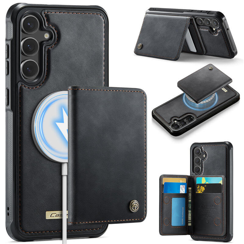 CaseMe Samsung Galaxy S23 FE 2-in-1 Magnetic Wallet Case with RFID Blocking & Wireless Charging - Black