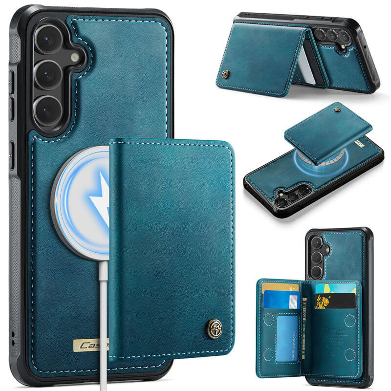 CaseMe Samsung Galaxy S23 FE 2-in-1 Magnetic Wallet Case with RFID Blocking & Wireless Charging - Blue