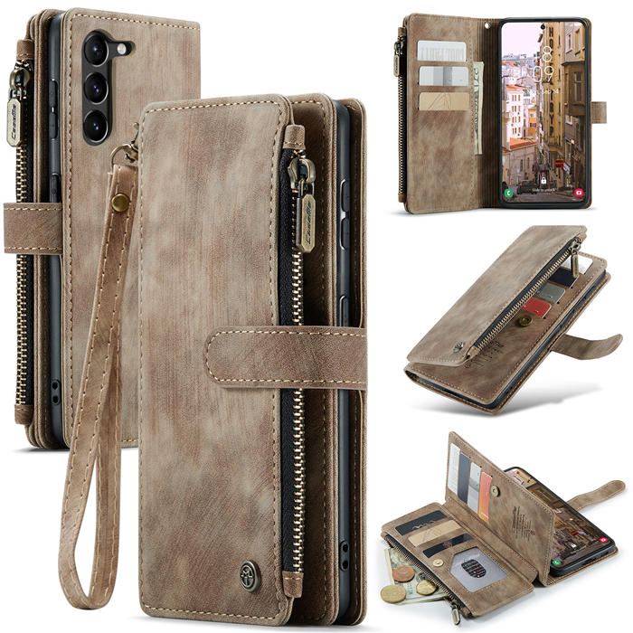 CaseMe Samsung Galaxy S23 Plus Wallet Kickstand Case Coffee - Click Image to Close