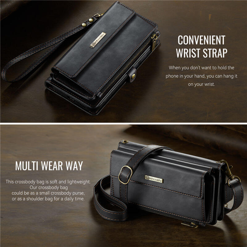 CaseMe Samsung Galaxy S23 Plus Wallet Case – RFID Blocking, 9 Card Slots, Crossbody Strap & Wireless Charging