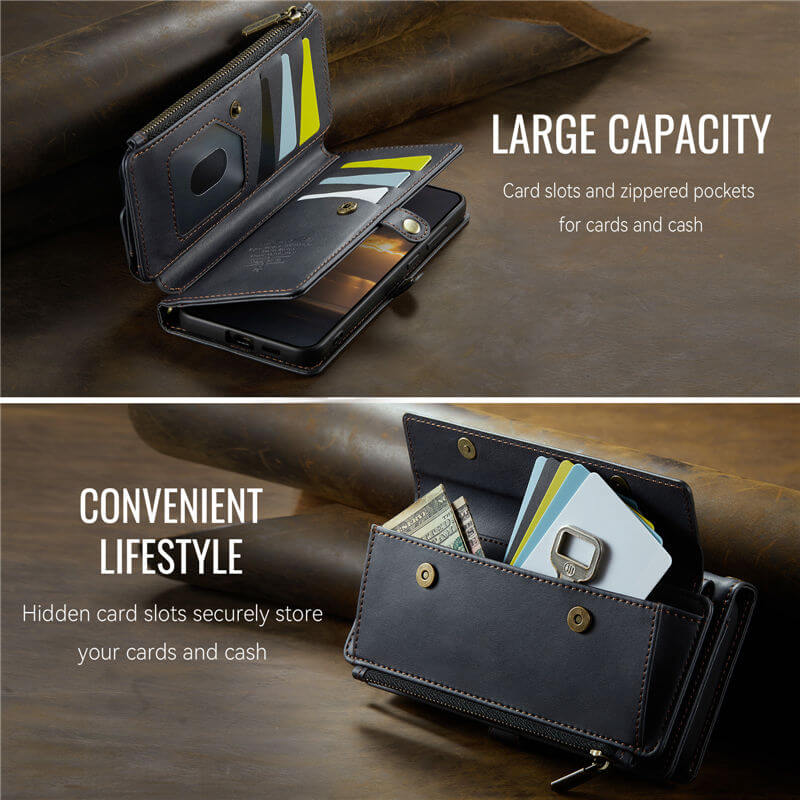 CaseMe Samsung Galaxy S23 Plus Wallet Case – RFID Blocking, 9 Card Slots, Crossbody Strap & Wireless Charging
