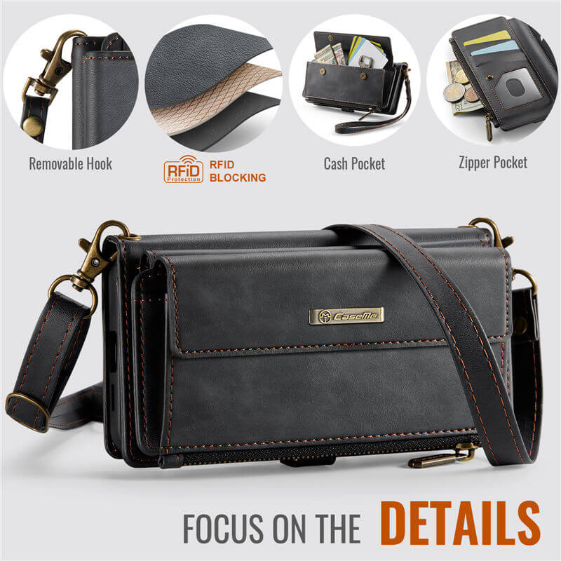 CaseMe Samsung Galaxy S23 Plus Wallet Case – RFID Blocking, 9 Card Slots, Crossbody Strap & Wireless Charging