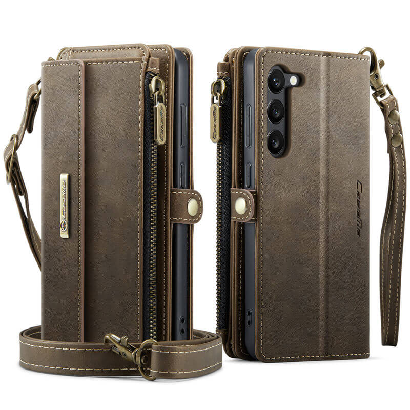 CaseMe Samsung Galaxy S23 Wallet Case – RFID Blocking, 9 Card Slots, Crossbody Strap & Wireless Charging