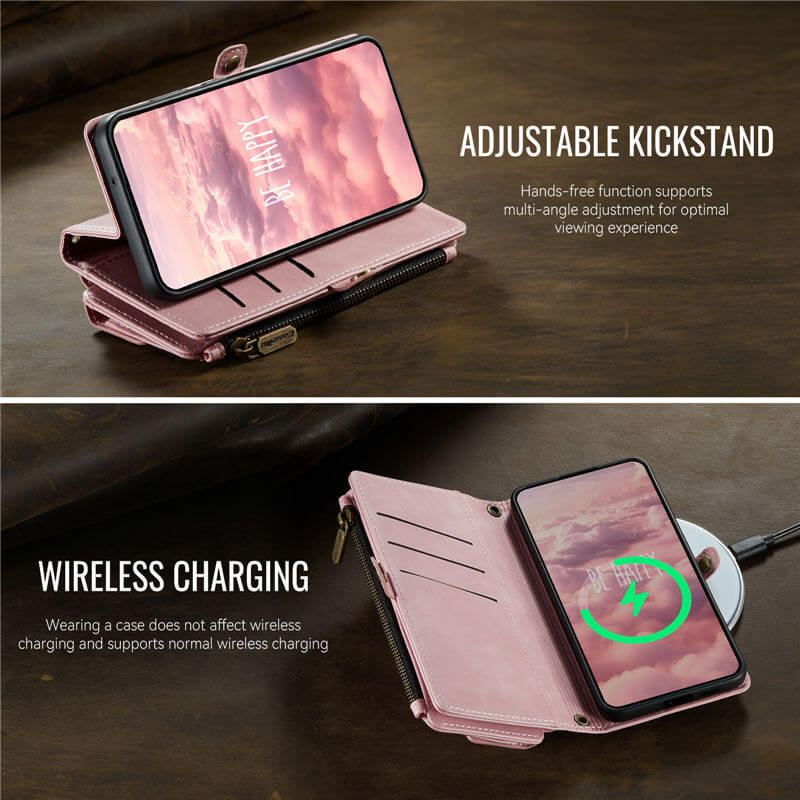 CaseMe Samsung Galaxy S23 Plus Wallet Case – RFID Blocking, 9 Card Slots, Crossbody Strap & Wireless Charging