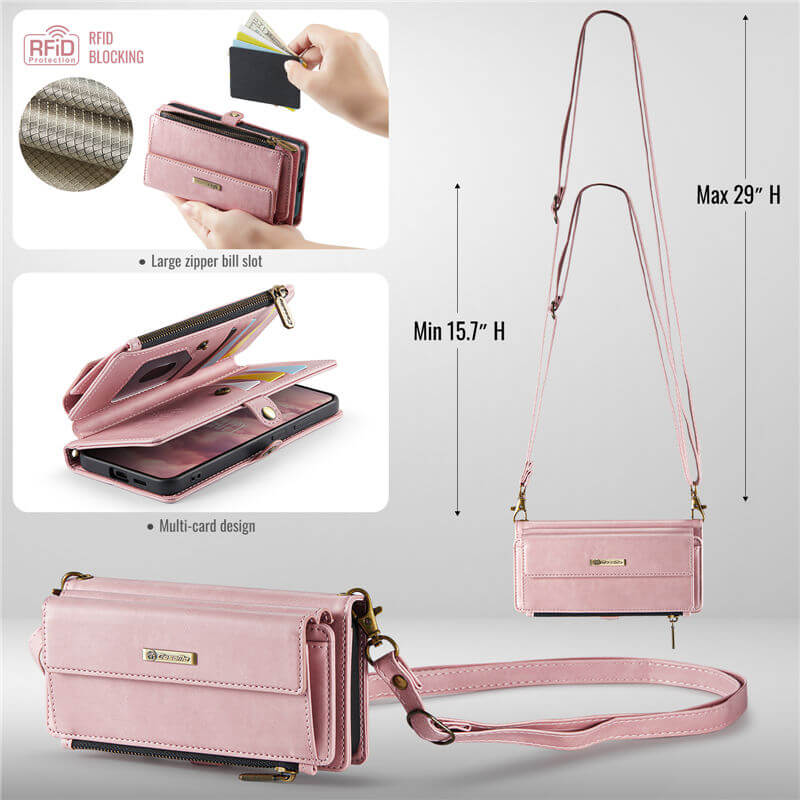 CaseMe Samsung Galaxy S23 Plus Wallet Case – RFID Blocking, 9 Card Slots, Crossbody Strap & Wireless Charging