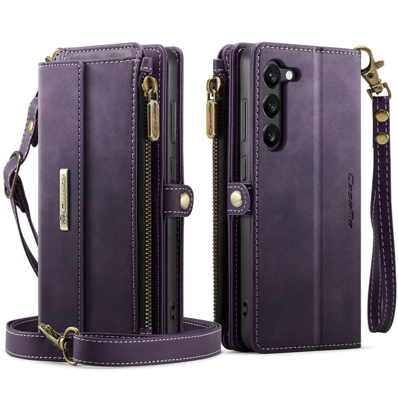 CaseMe Samsung Galaxy S23 Wallet Case – RFID Blocking, 9 Card Slots, Crossbody Strap & Wireless Charging