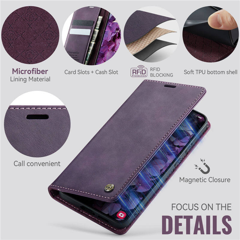 CaseMe Samsung Galaxy S23 Plus Magnetic Wallet Case with RFID Blocking