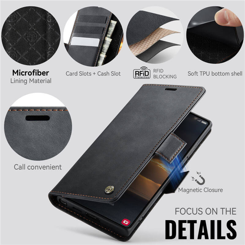 CaseMe Samsung Galaxy S23 Ultra Magnetic Wallet Case with RFID Blocking