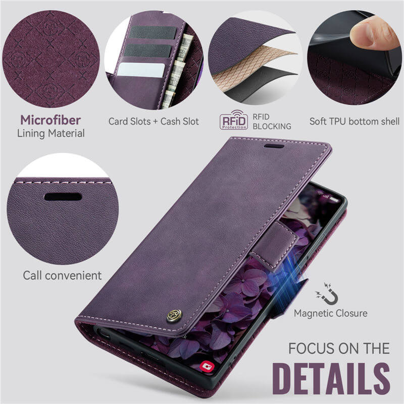 CaseMe Samsung Galaxy S23 Ultra Magnetic Wallet Case with RFID Blocking
