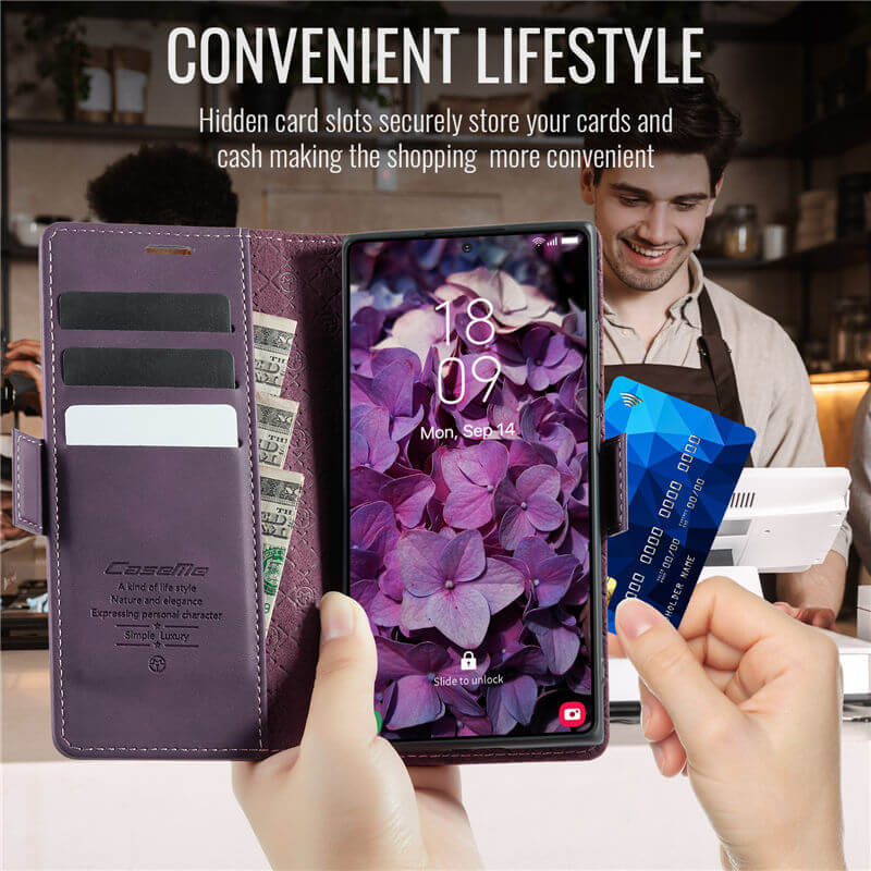 CaseMe Samsung Galaxy S23 Ultra Magnetic Wallet Case with RFID Blocking