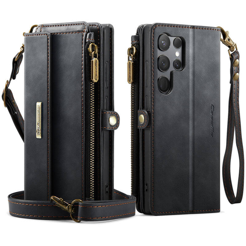 CaseMe Samsung Galaxy S23 Ultra Wallet Case – RFID Blocking, 9 Card Slots, Crossbody Strap & Wireless Charging