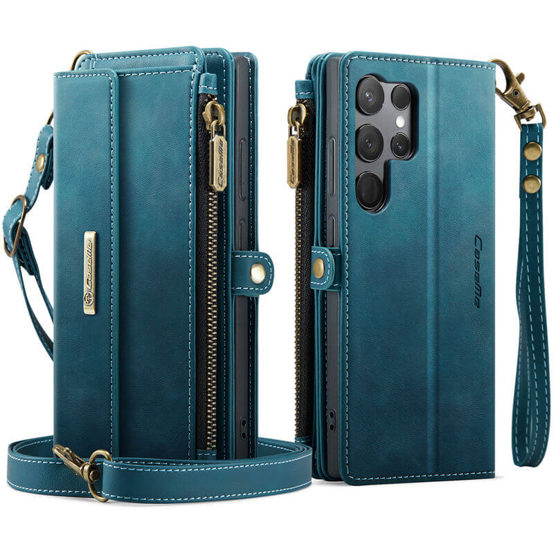 CaseMe Samsung Galaxy S23 Ultra Wallet Case – RFID Blocking, 9 Card Slots, Crossbody Strap & Wireless Charging