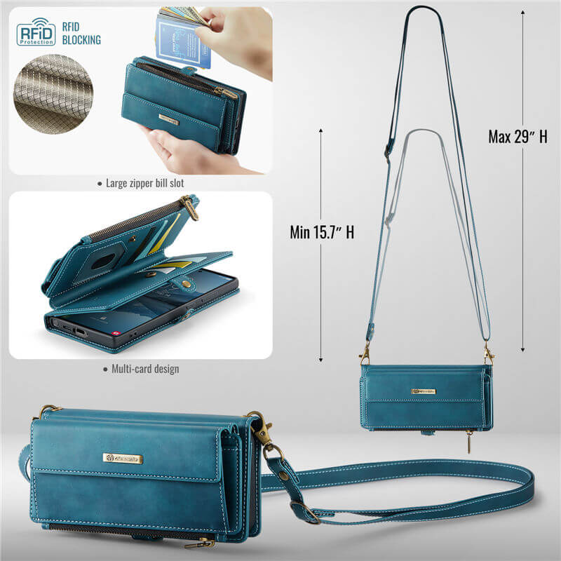 CaseMe Samsung Galaxy S23 Ultra Wallet Case – RFID Blocking, 9 Card Slots, Crossbody Strap & Wireless Charging