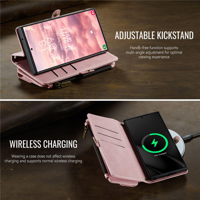 CaseMe Samsung Galaxy S23 Ultra Wallet Case – RFID Blocking, 9 Card Slots, Crossbody Strap & Wireless Charging