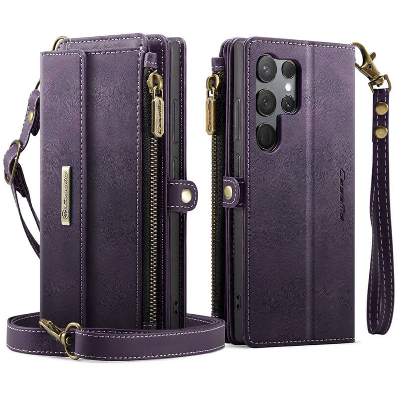 CaseMe Samsung Galaxy S23 Ultra Wallet Case – RFID Blocking, 9 Card Slots, Crossbody Strap & Wireless Charging