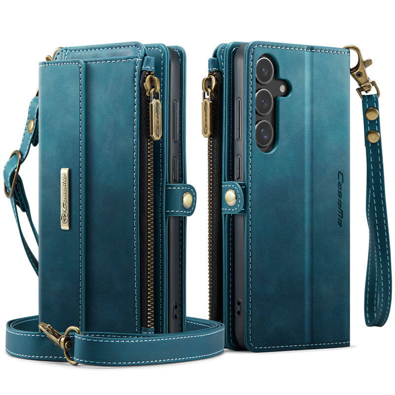 CaseMe Samsung Galaxy S24 FE Wallet Case – RFID Blocking, 9 Card Slots, Crossbody Strap & Wireless Charging