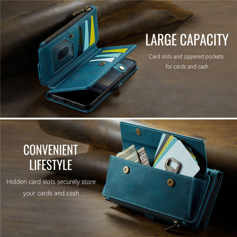 CaseMe Samsung Galaxy S24 FE Wallet Case – RFID Blocking, 9 Card Slots, Crossbody Strap & Wireless Charging