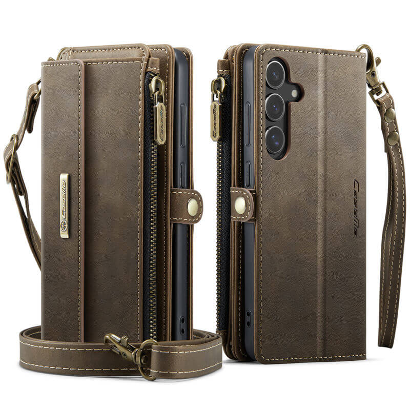CaseMe Samsung Galaxy S25 Wallet Case – RFID Blocking, 9 Card Slots, Crossbody Strap & Wireless Charging