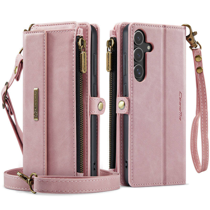CaseMe Samsung Galaxy S24 Wallet Case – RFID Blocking, 9 Card Slots, Crossbody Strap & Wireless Charging