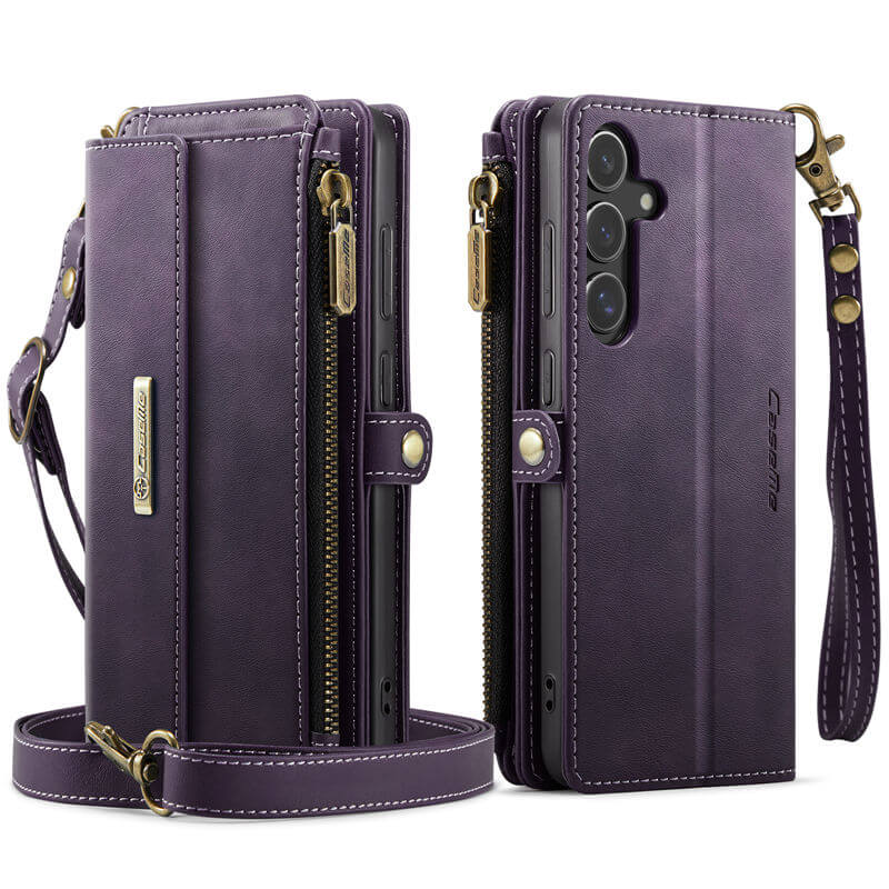 CaseMe Samsung Galaxy S24 FE Wallet Case – RFID Blocking, 9 Card Slots, Crossbody Strap & Wireless Charging