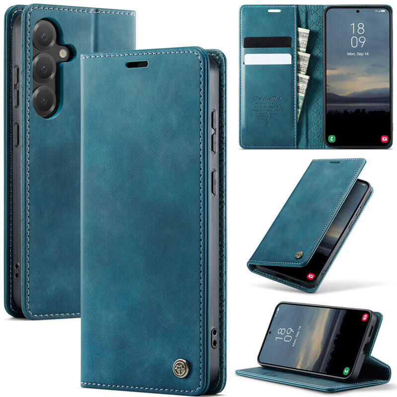 CaseMe Samsung Galaxy S25 Plus Magnetic Wallet Case with RFID Blocking Blue