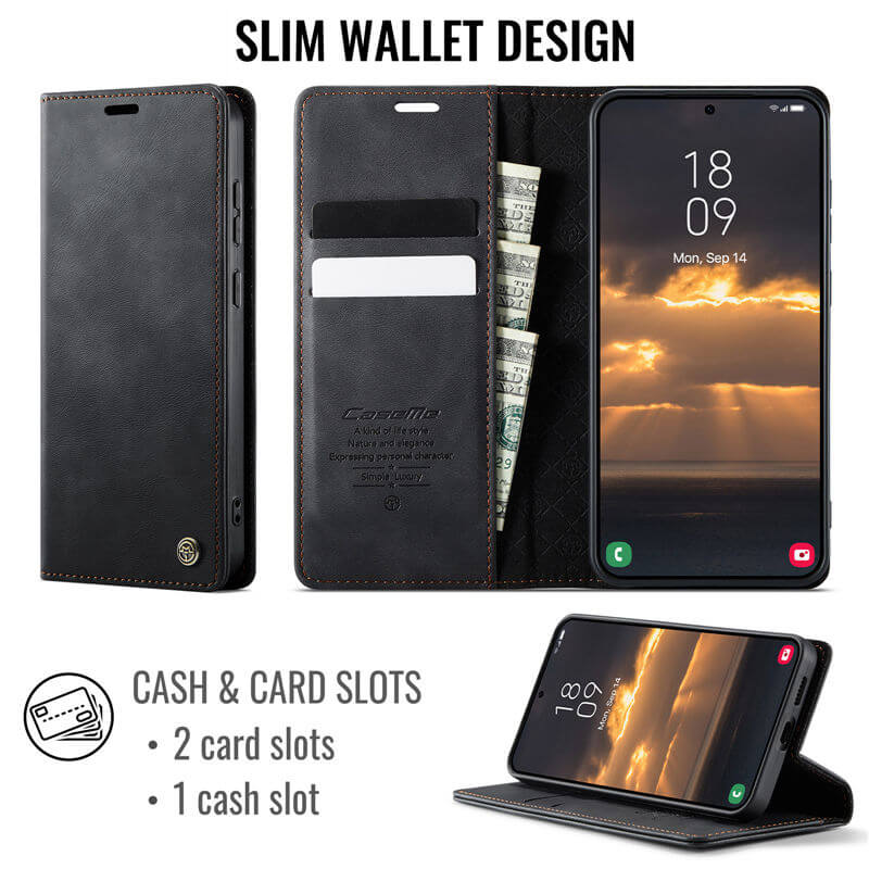 CaseMe Samsung Galaxy S25 Magnetic Wallet Case with RFID Blocking