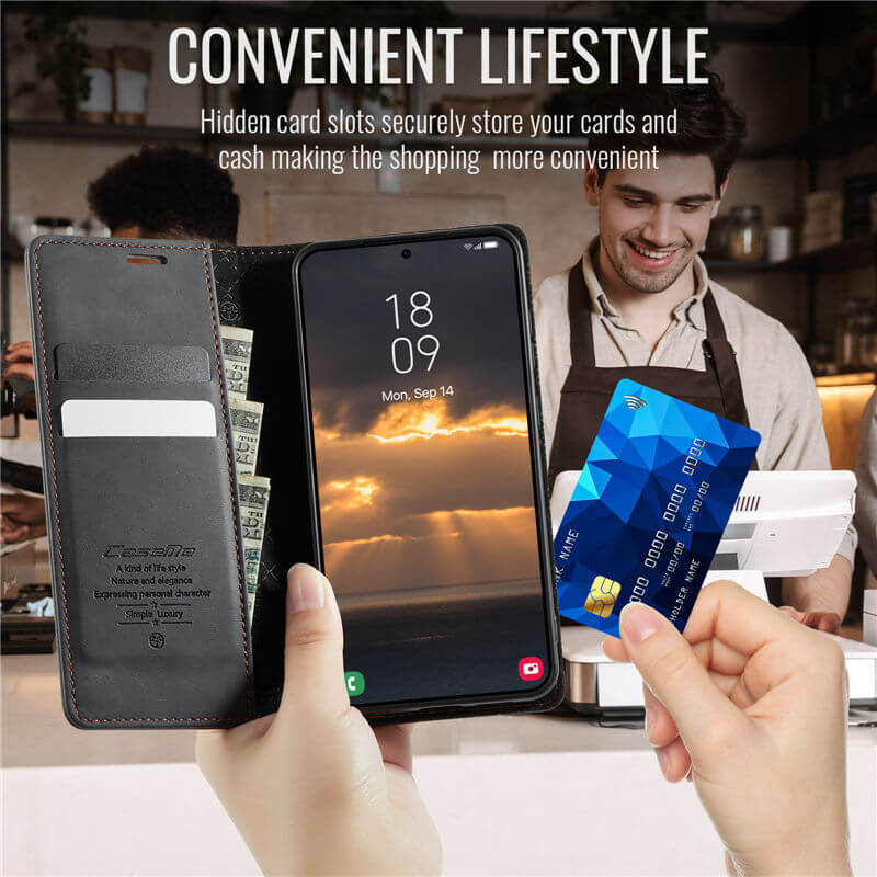 CaseMe Samsung Galaxy S25 Magnetic Wallet Case with RFID Blocking