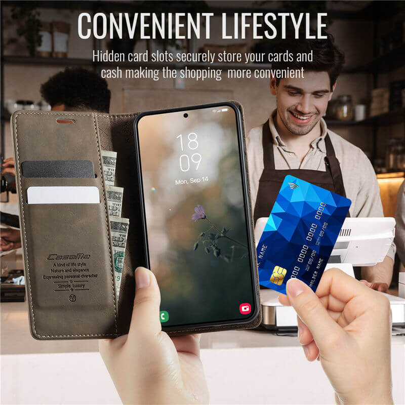 CaseMe Samsung Galaxy S25 Magnetic Wallet Case with RFID Blocking