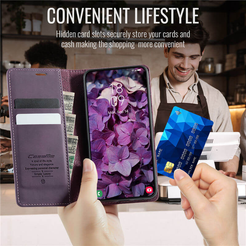 CaseMe Samsung Galaxy S24 Plus Magnetic Wallet Case with RFID Blocking