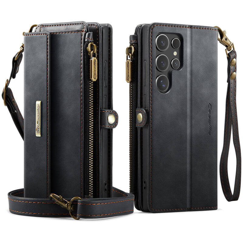CaseMe Samsung Galaxy S25 Ultra Wallet Case – RFID Blocking, 9 Card Slots, Crossbody Strap & Wireless Charging