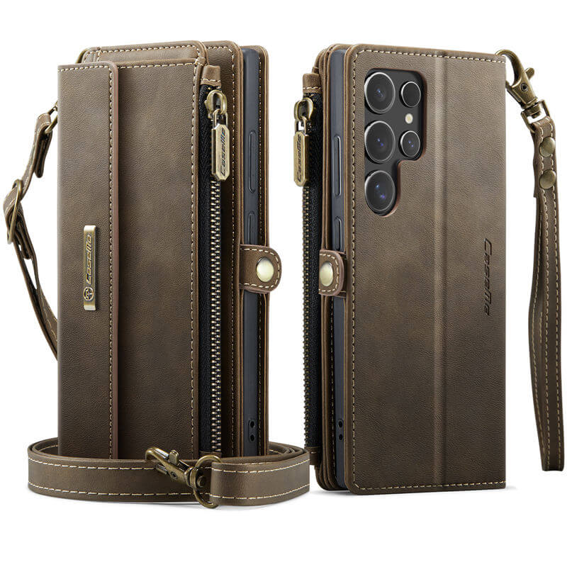 CaseMe Samsung Galaxy S25 Ultra Wallet Case – RFID Blocking, 9 Card Slots, Crossbody Strap & Wireless Charging