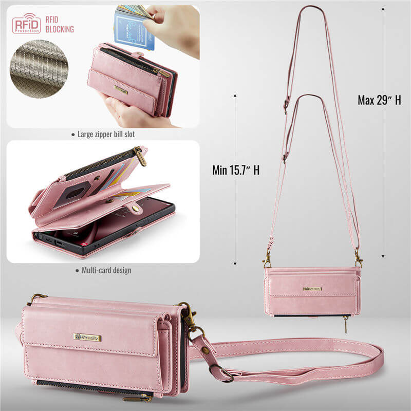 CaseMe Samsung Galaxy S25 Ultra Wallet Case – RFID Blocking, 9 Card Slots, Crossbody Strap & Wireless Charging
