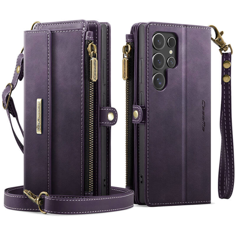 CaseMe Samsung Galaxy S25 Ultra Wallet Case – RFID Blocking, 9 Card Slots, Crossbody Strap & Wireless Charging