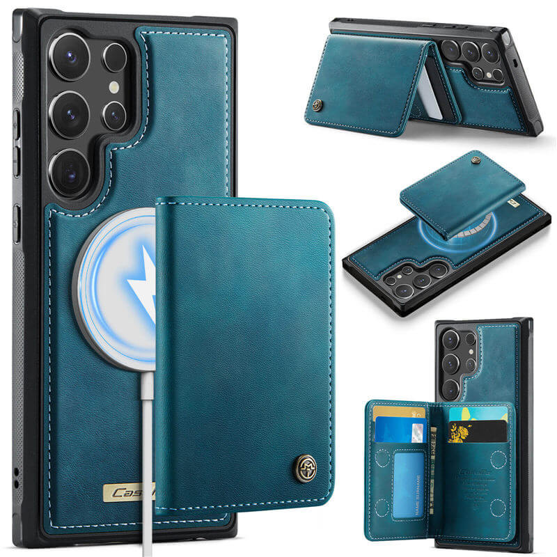 CaseMe Samsung Galaxy S24 Ultra 2-in-1 Magnetic Wallet Case with RFID Blocking & Wireless Charging - Blue