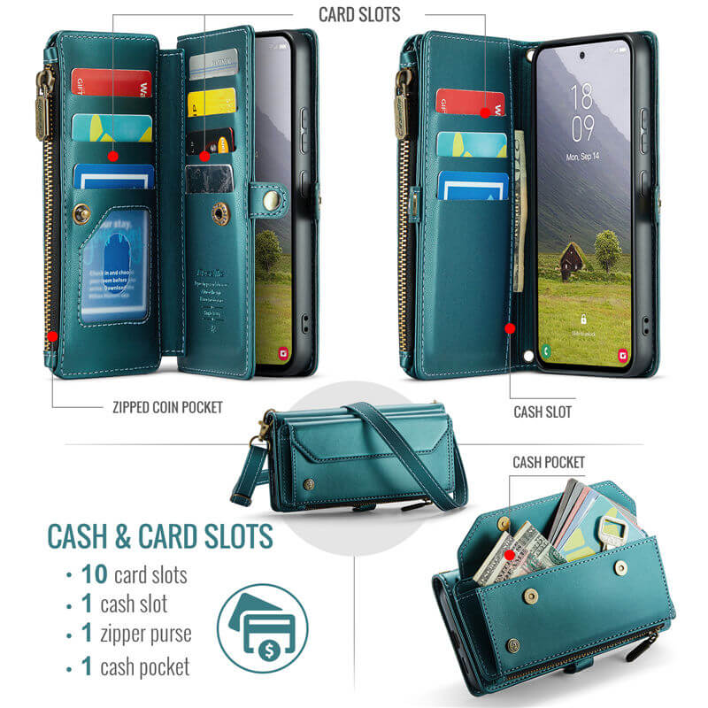 CaseMe Samsung Galaxy S25 Edge Wallet RFID Blocking Crossbody Phone Case