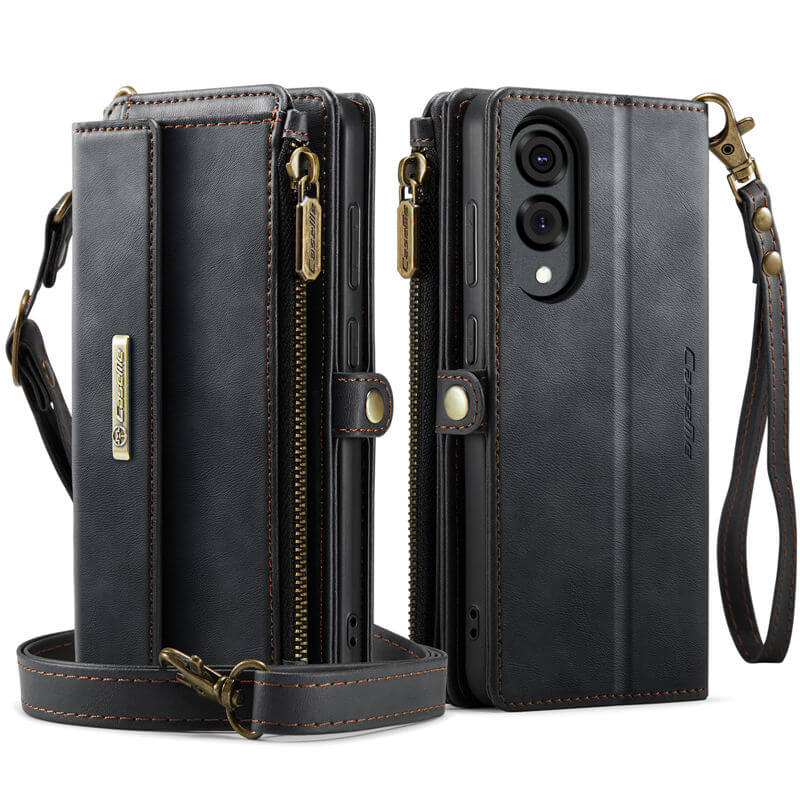 CaseMe Samsung Galaxy S25 Edge Wallet Case – RFID Blocking, 9 Card Slots, Crossbody Strap & Wireless Charging