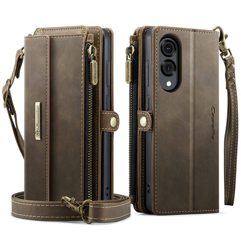 CaseMe Samsung Galaxy S25 Edge Wallet Case – RFID Blocking, 9 Card Slots, Crossbody Strap & Wireless Charging