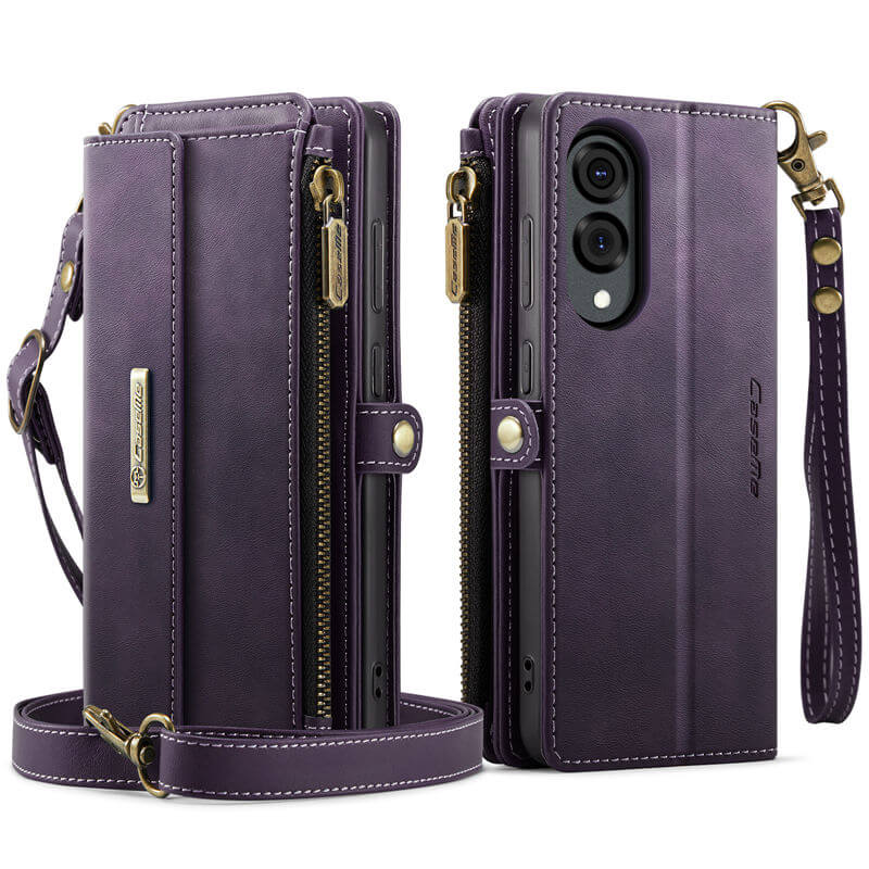 CaseMe Samsung Galaxy S25 Edge Wallet Case – RFID Blocking, 9 Card Slots, Crossbody Strap & Wireless Charging