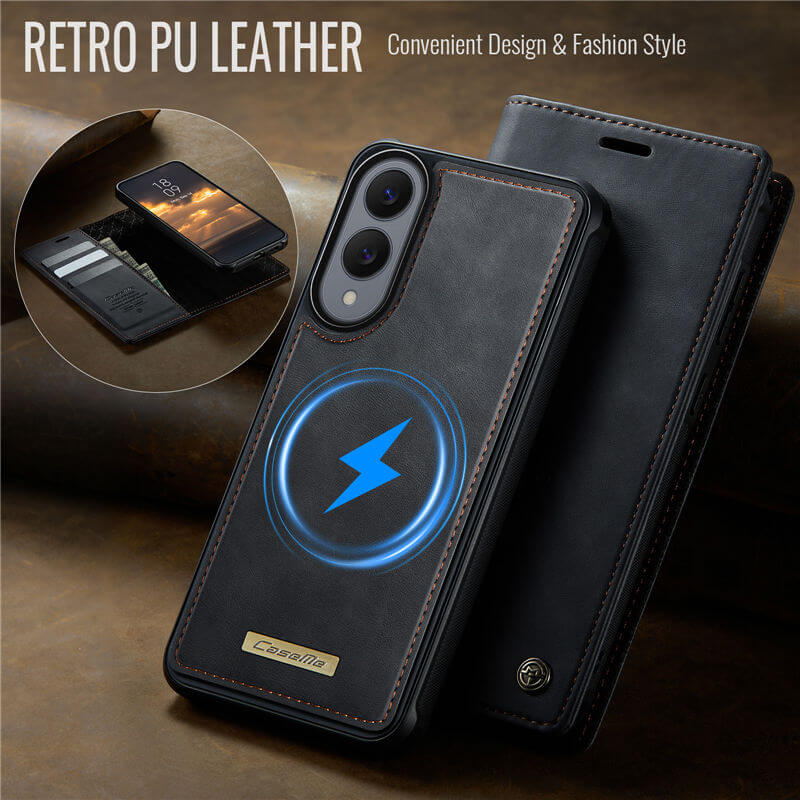 CaseMe Samsung Galaxy S25 Edge 2-in-1 Magnetic Wallet Case – Wireless Charging & RFID Blocking