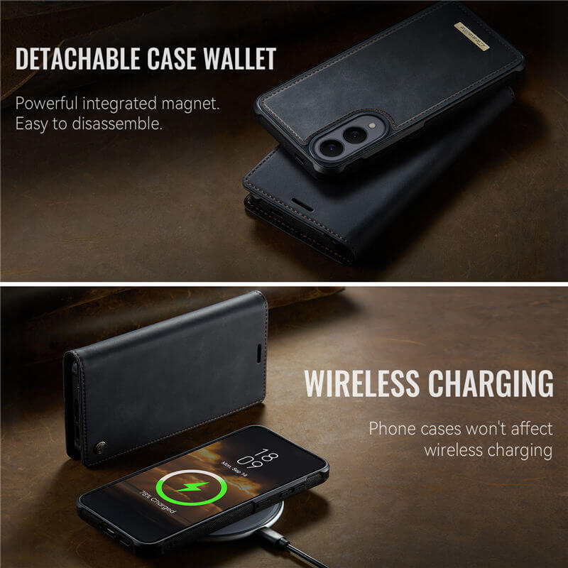 CaseMe Samsung Galaxy S25 Edge 2-in-1 Magnetic Wallet Case – Wireless Charging & RFID Blocking