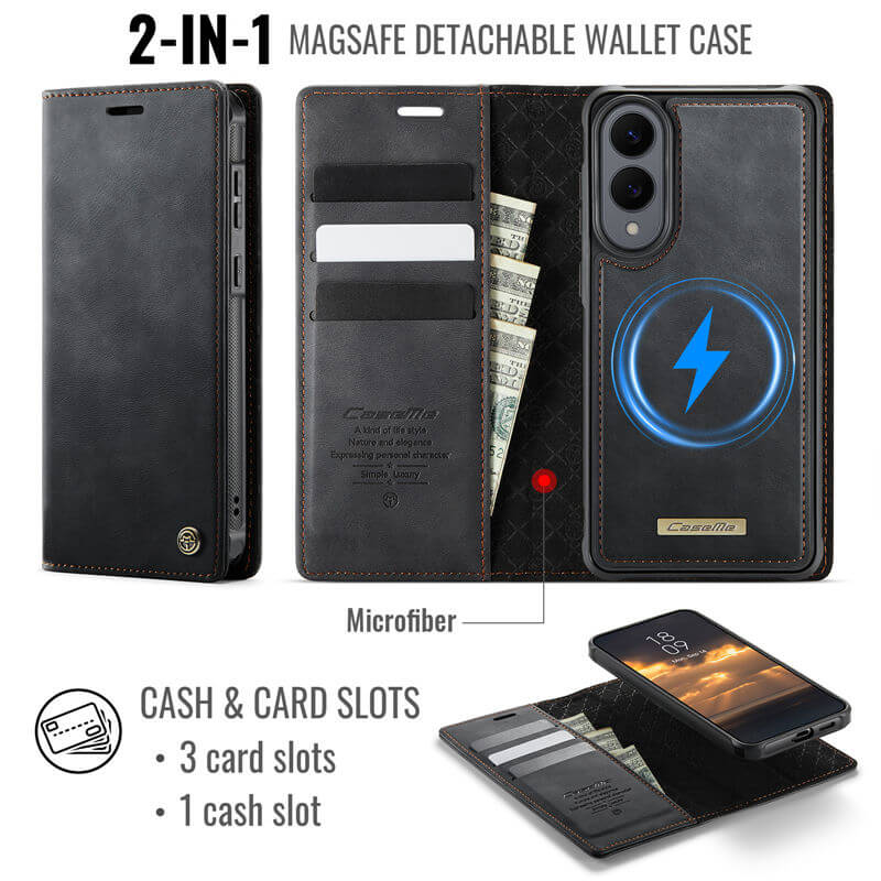 CaseMe Samsung Galaxy S25 Edge 2-in-1 Magnetic Wallet Case – Wireless Charging & RFID Blocking