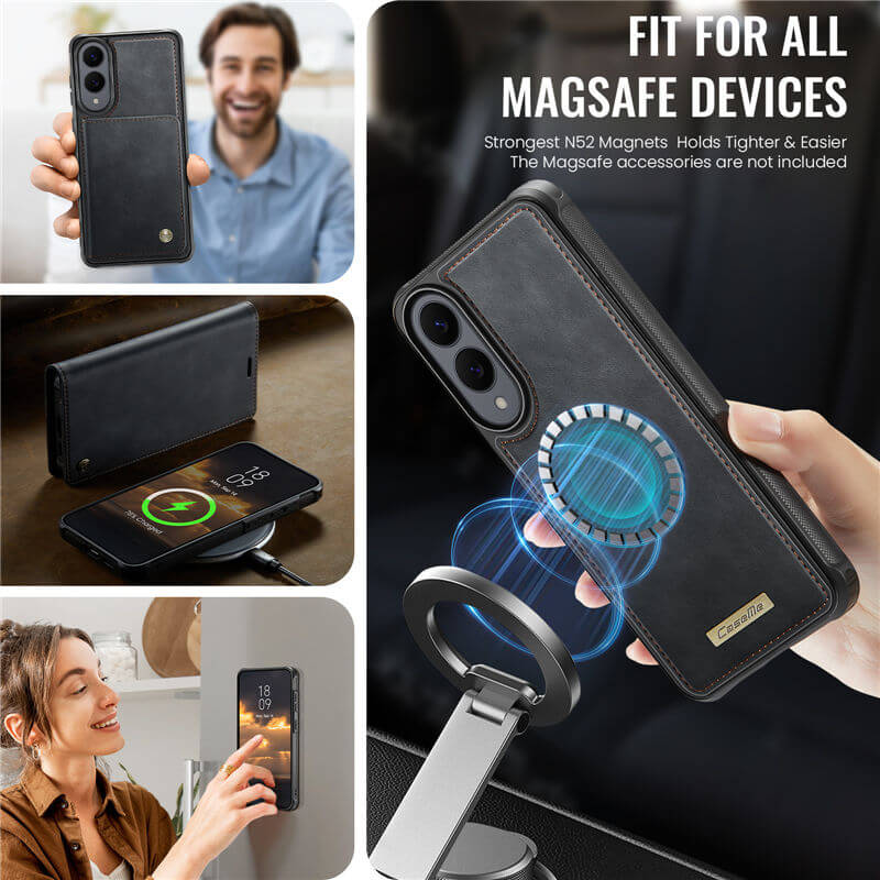 CaseMe Samsung Galaxy S25 Edge 2-in-1 Magnetic Wallet Case – Wireless Charging & RFID Blocking