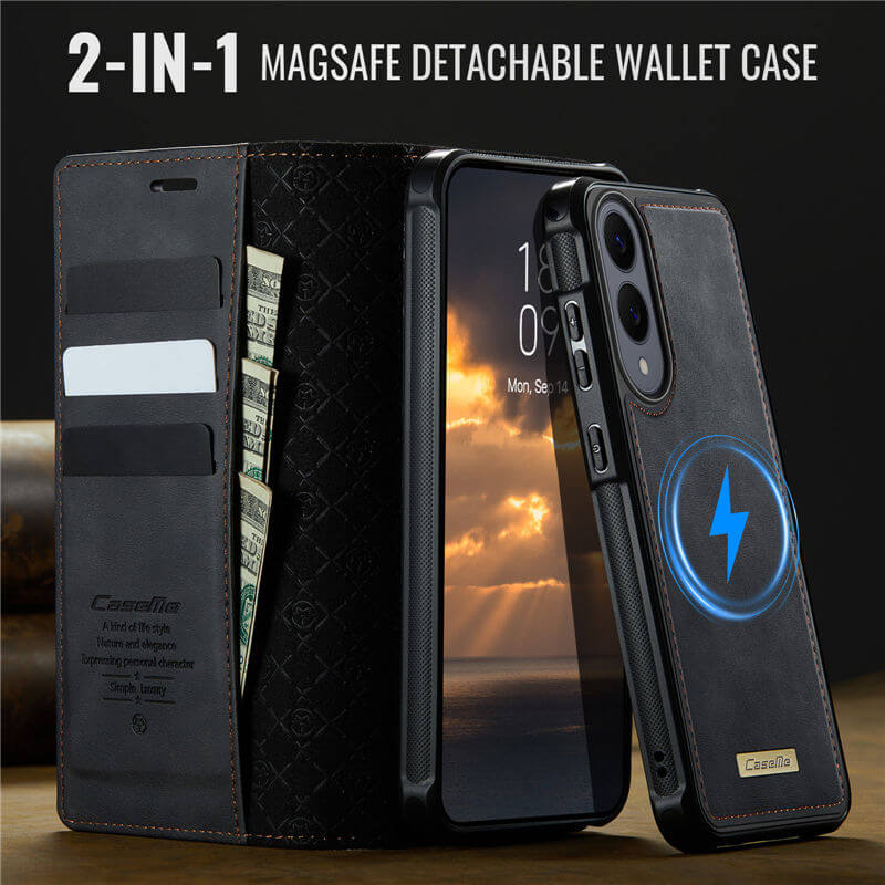 CaseMe Samsung Galaxy S25 Edge 2-in-1 Magnetic Wallet Case – Wireless Charging & RFID Blocking