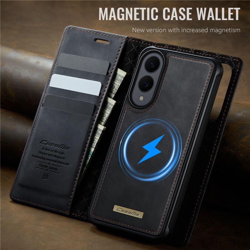 CaseMe Samsung Galaxy S25 Edge 2-in-1 Magnetic Wallet Case – Wireless Charging & RFID Blocking