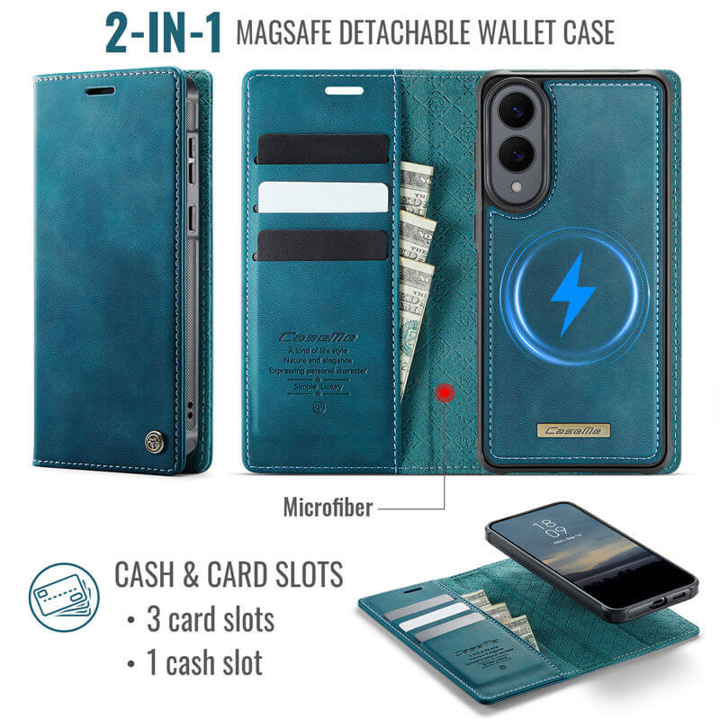 CaseMe Samsung Galaxy S25 Edge 2-in-1 Magnetic Wallet Case – Wireless Charging & RFID Blocking