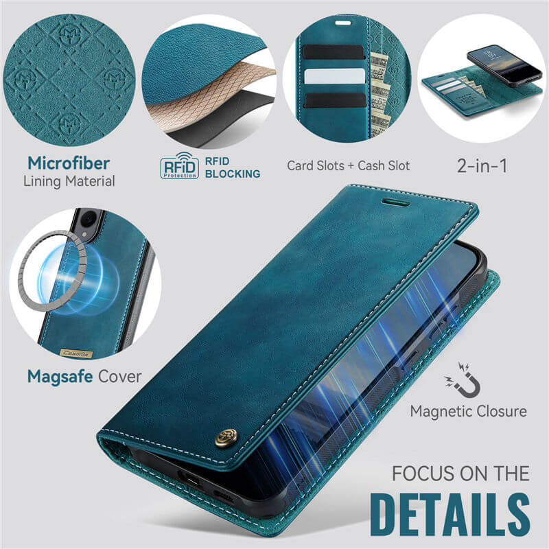 CaseMe Samsung Galaxy S25 Edge 2-in-1 Magnetic Wallet Case – Wireless Charging & RFID Blocking