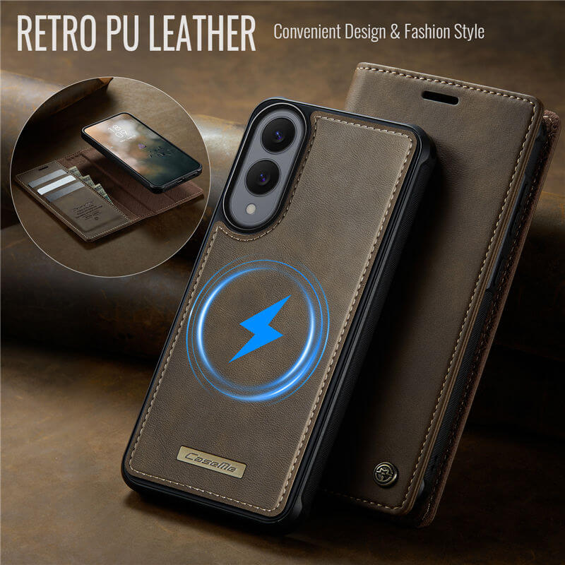 CaseMe Samsung Galaxy S25 Edge 2-in-1 Magnetic Wallet Case – Wireless Charging & RFID Blocking