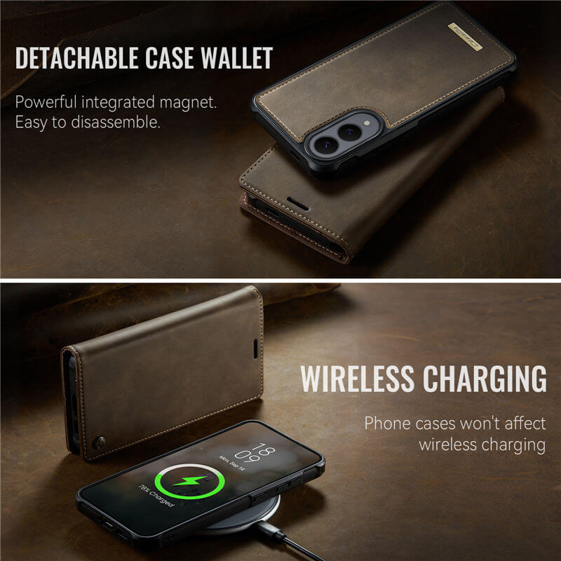 CaseMe Samsung Galaxy S25 Edge 2-in-1 Magnetic Wallet Case – Wireless Charging & RFID Blocking